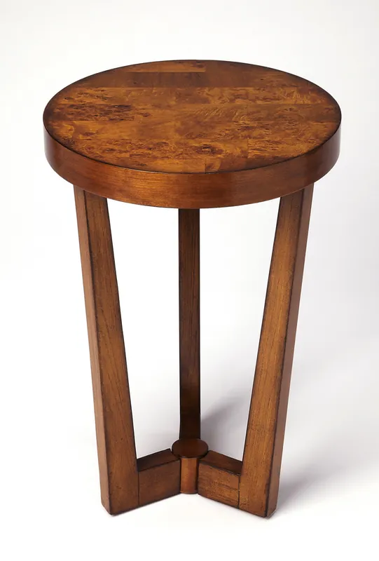 Brand New 24" Medium Brown Burl Veneer Round End Table By Homeroots