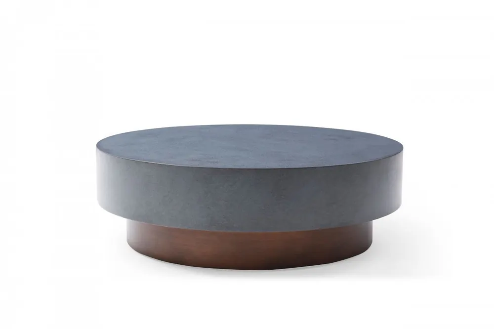 48" Antique Copper And Grey Steel Round Coffee Table By Homeroots Popular