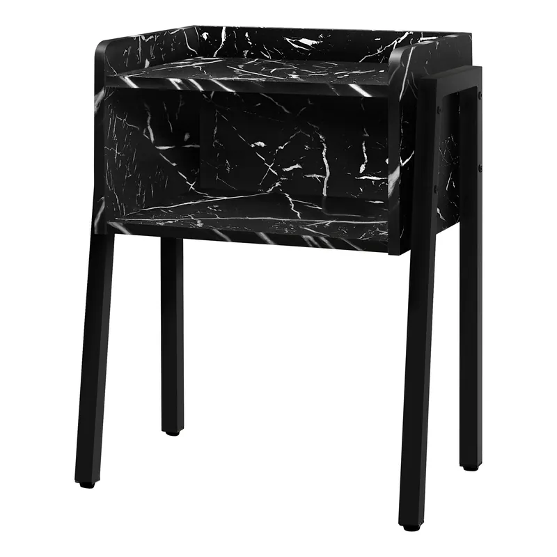 Fresh Stock 23" Black Faux Marble End Table With Shelf By Homeroots