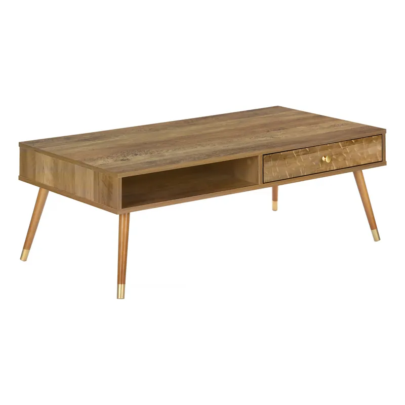 Budget 44" Walnut Rectangular Coffee Table With Drawer And Shelf By Homeroots