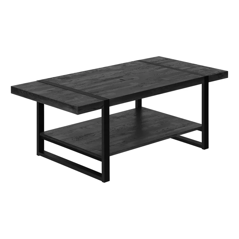 Express Delivery 47" Black Rectangular Coffee Table With Shelf By Homeroots