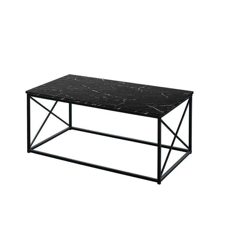 Budget Set Of Three 42" Black Rectangular Coffee Table By Homeroots