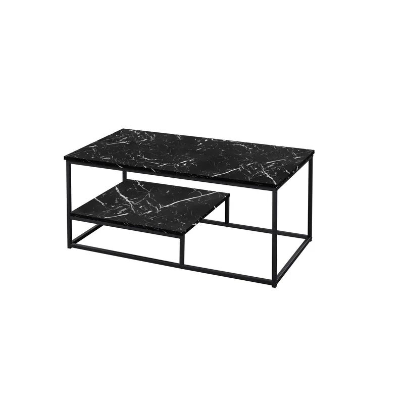 Set Of Three 42" Black Rectangular Coffee Table With Shelf By Homeroot Exclusive