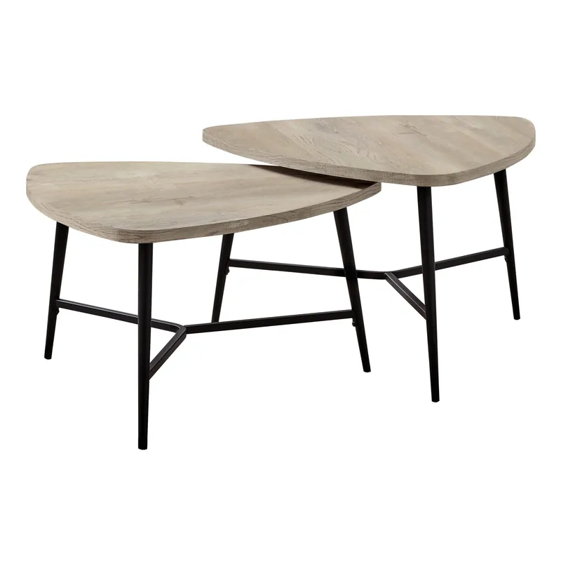 Set Of Two 33" Taupe And Black Triangle Nested Coffee Tables By Homero In Demand