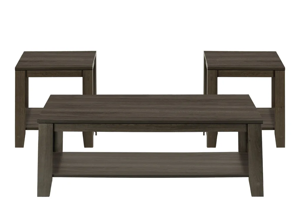 Set Of Three 42" Oak Rectangular Coffee Table With Three Shelves By Ho Free Shipping