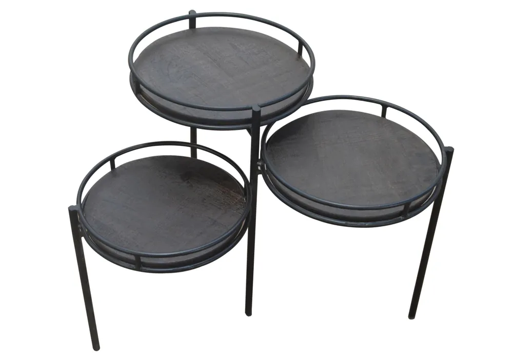 23" Black Solid Wood And Iron Round End Table By Homeroots Modern