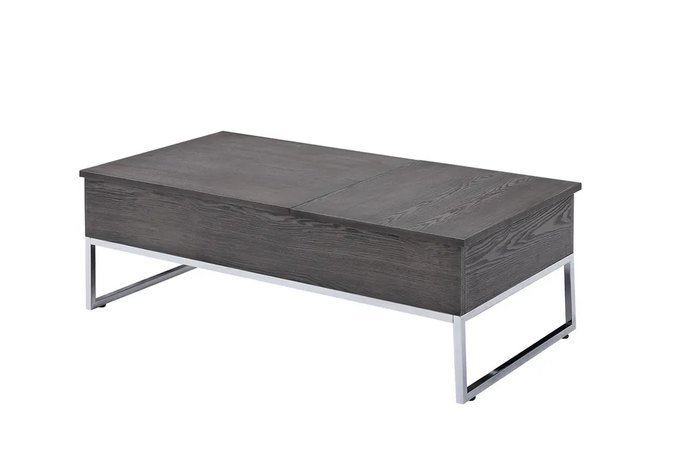 47" Chrome And Gray Oak Rectangular Lift Top Coffee Table By Homeroots Bulk Order