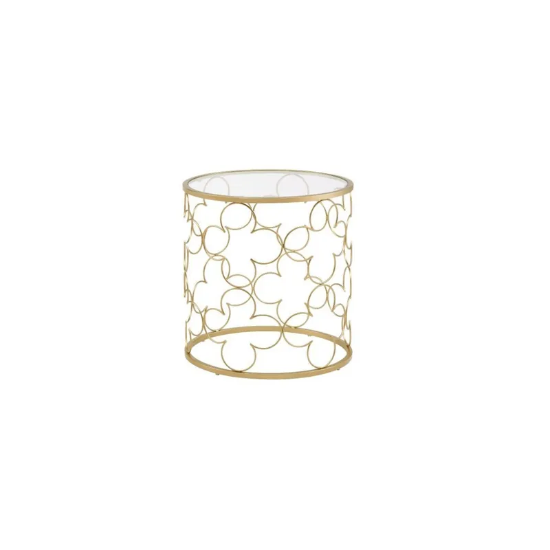 Original 20" Gold And Clear Glass Round Nested Coffee Tables By Homeroots