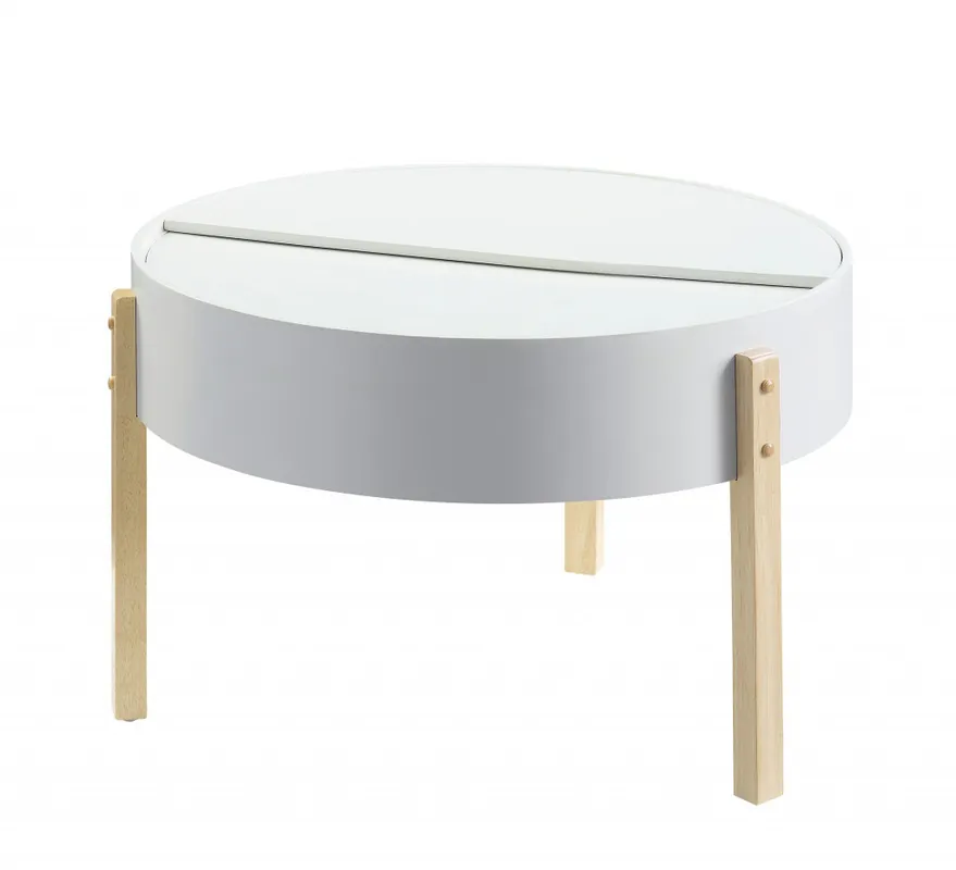 Limited Time 32" Natural Brown And White Round Coffee Table By Homeroots