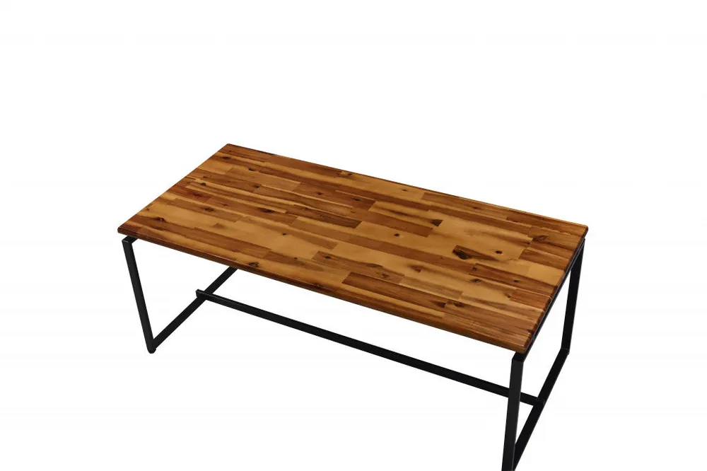 Best Price 47" Black And Oak Pvc Veneer Rectangular Coffee Table By Homeroots