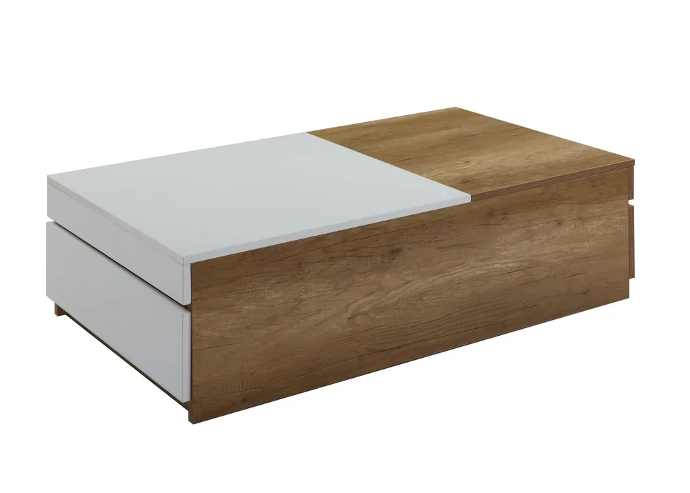 Viral 49" Oak And White Melamine Veneer And Manufactured Wood Rectangular Co