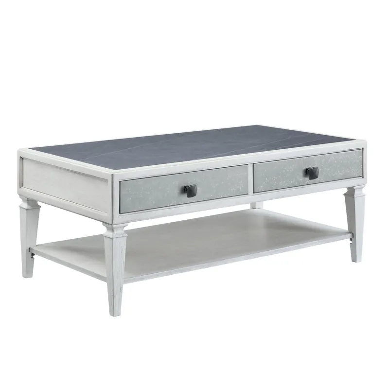 Clearance 50" Weathered White And Rustic Gray Sintered Stone And Manufactured Wo