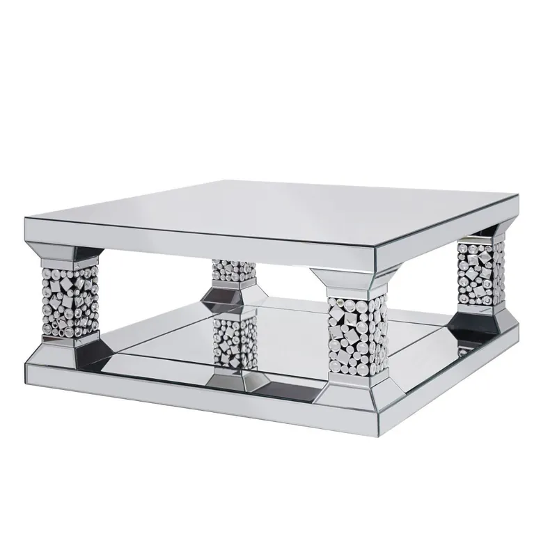 40" Silver Mirrored Square Mirrored Coffee Table By Homeroots Brand New