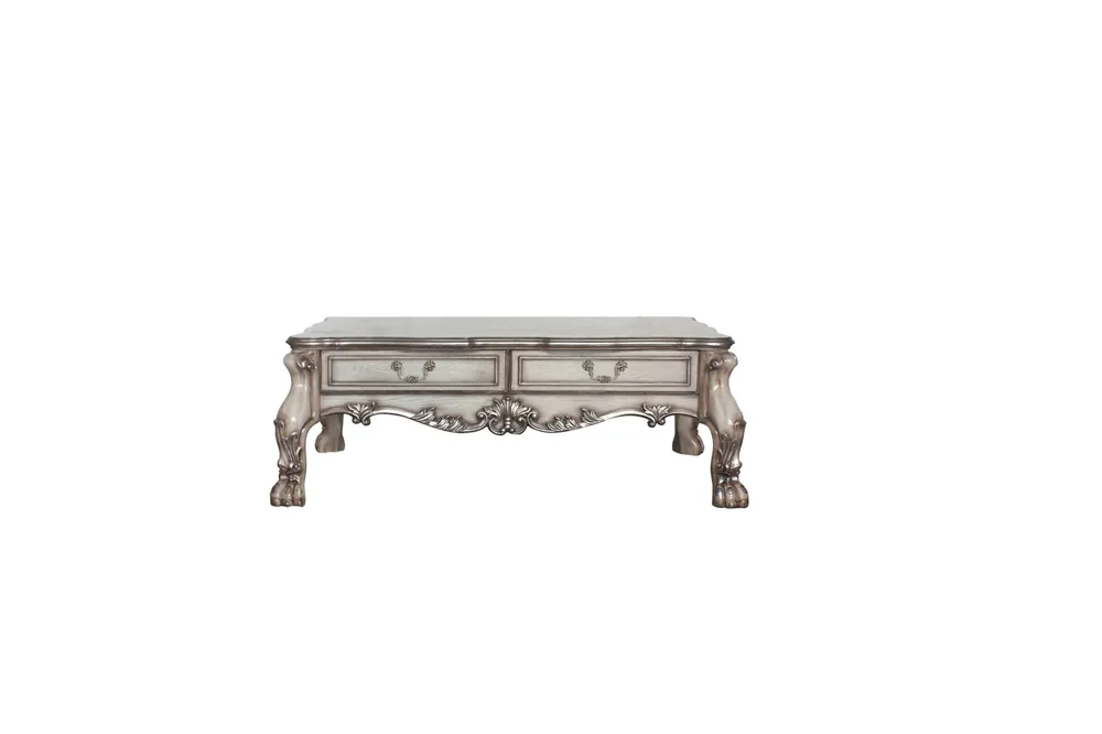 57" Vintage Bone White Solid Wood And Polyresin Rectangular Coffee Tab Buy Direct