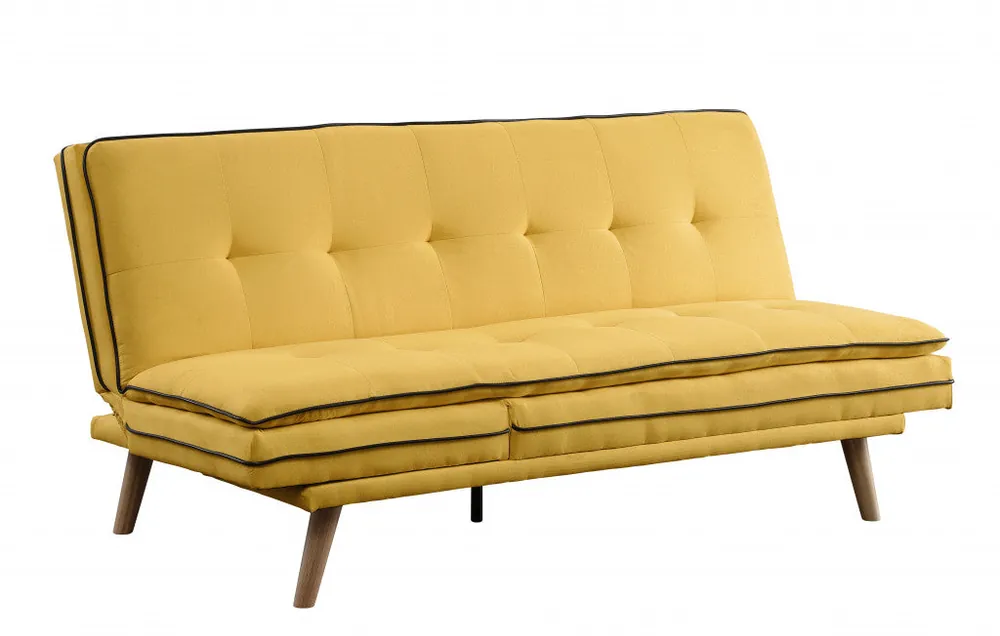 Wholesale 72" Yellow Linen And Brown Sofa By Homeroots