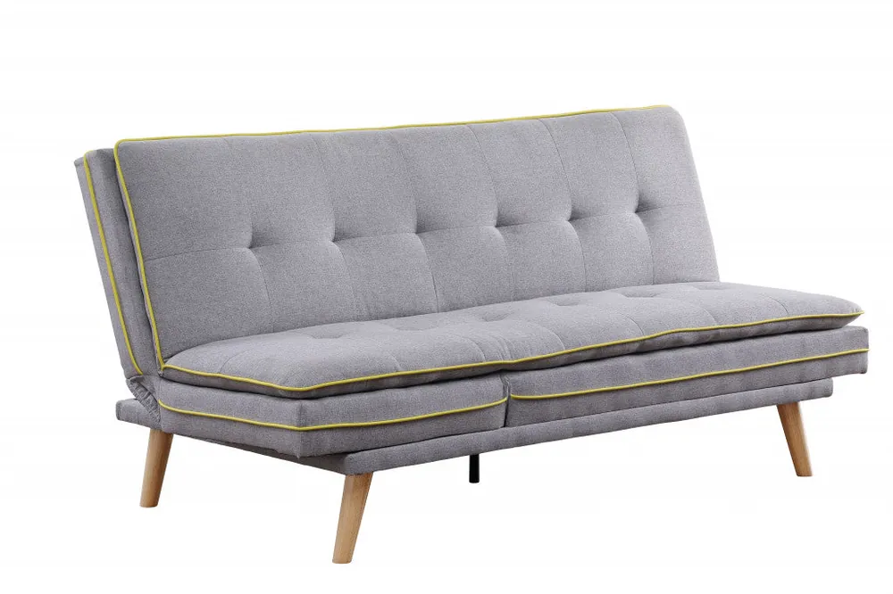 72" Gray Linen And Brown Sofa By Homeroots Deal