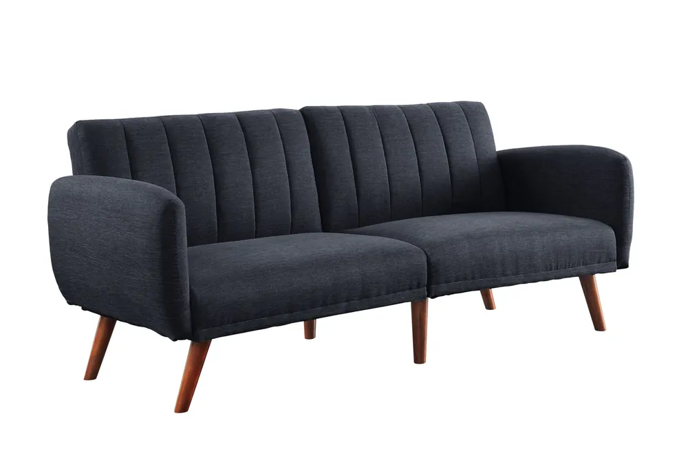 76" Gray Linen And Wood Brown Sleeper Sofa By Homeroots Free Delivery