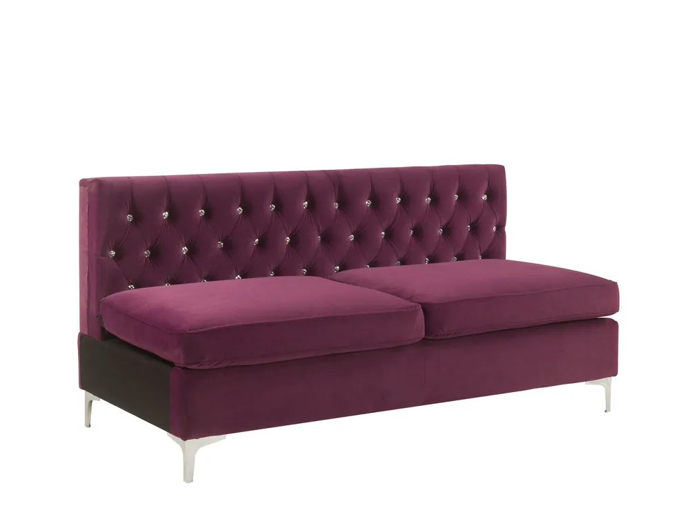 69" Burgundy Velvet And Silver Sofa With Two Toss Pillows By Homeroots Warranty Included