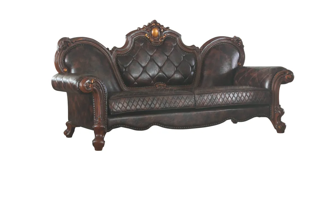 93" Dark Brown Faux Leather Sofa With Three Toss Pillows By Homeroots Authentic
