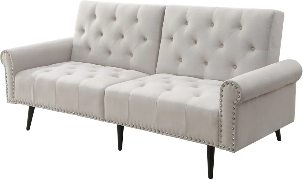 82" Beige Velvet And Black Sofa By Homeroots Big Sale