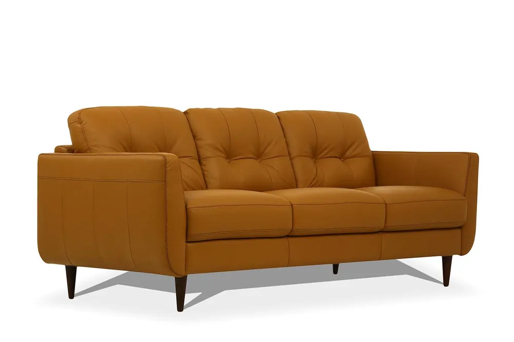 83" Camel Leather And Black Sofa By Homeroots Buy Online