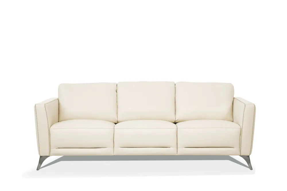 83" Cream Leather And Black Sofa By Homeroots Place Order