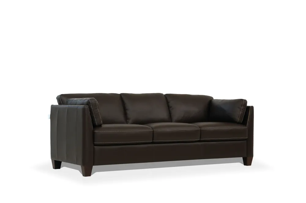 81" Chocolate Leather And Black Sofa By Homeroots Free Shipping