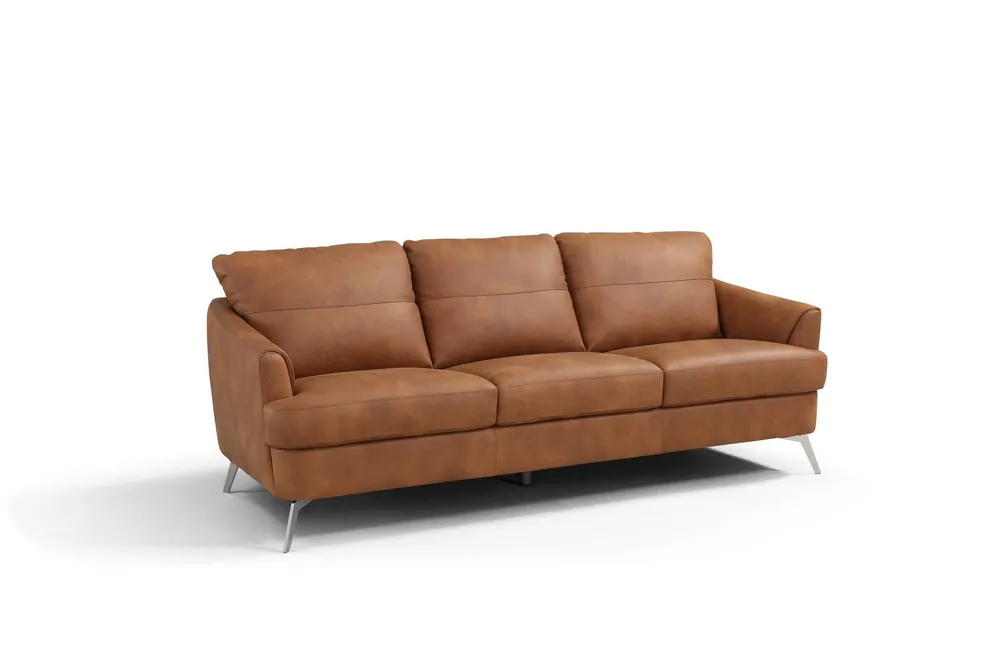 Final Sale 81" Camel Leather And Black Sofa By Homeroots