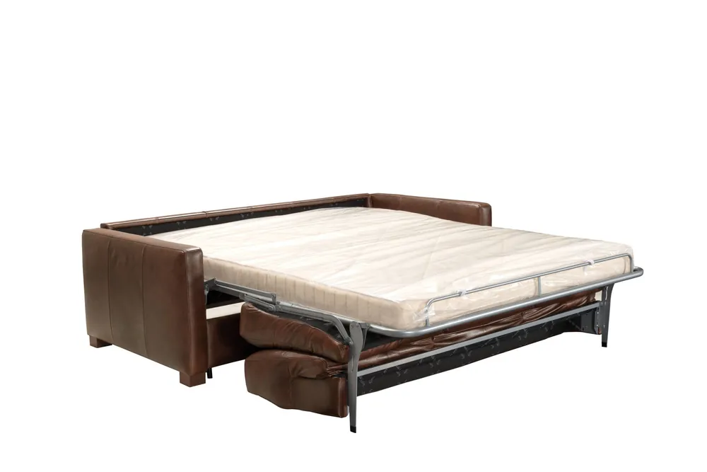 Direct From Factory 81" Brown Leather And Black Sleeper Sofa By Homeroots