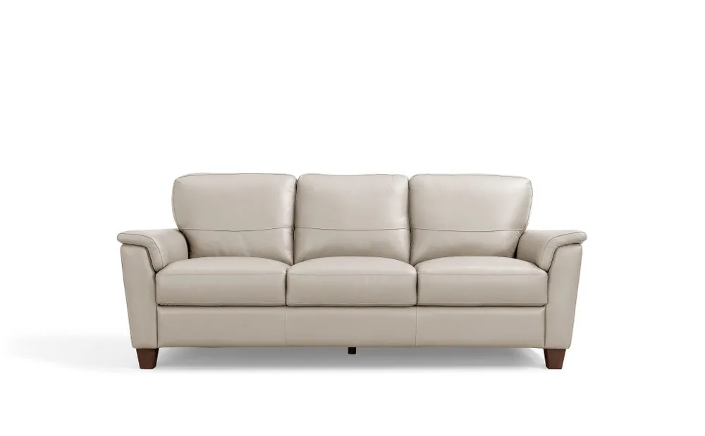 85" Beige Leather And Black Sofa By Homeroots Place Order