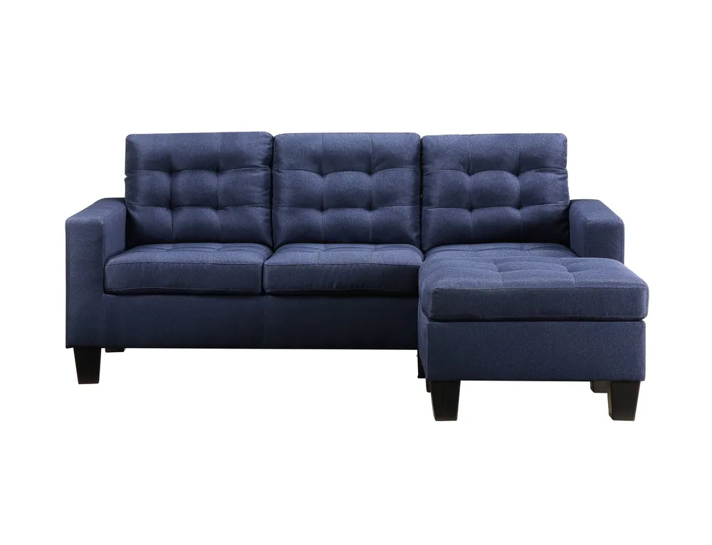 81" Blue Linen And Black Sofa By Homeroots Certified
