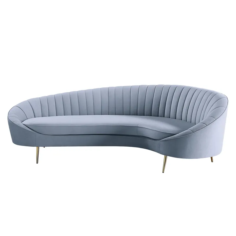 103" Light Gray Velvet And Gold Sofa By Homeroots One Day Deal