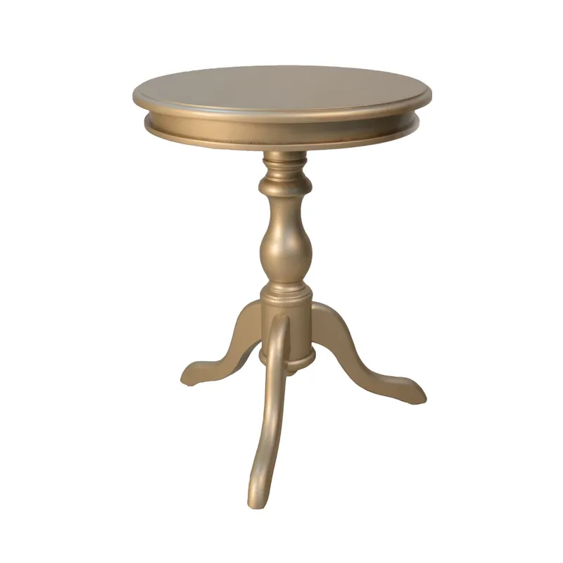 25" Champagne Manufactured Wood Round End Table By Homeroots Super Sale