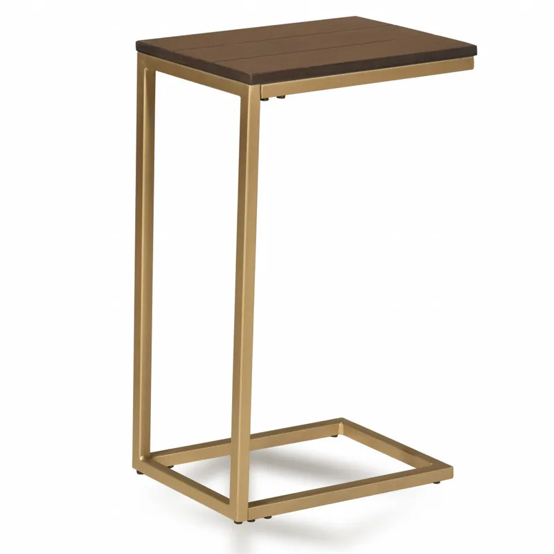 Limited Edition 25" Gold And Elm Solid Wood Rectangular End Table By Homeroots