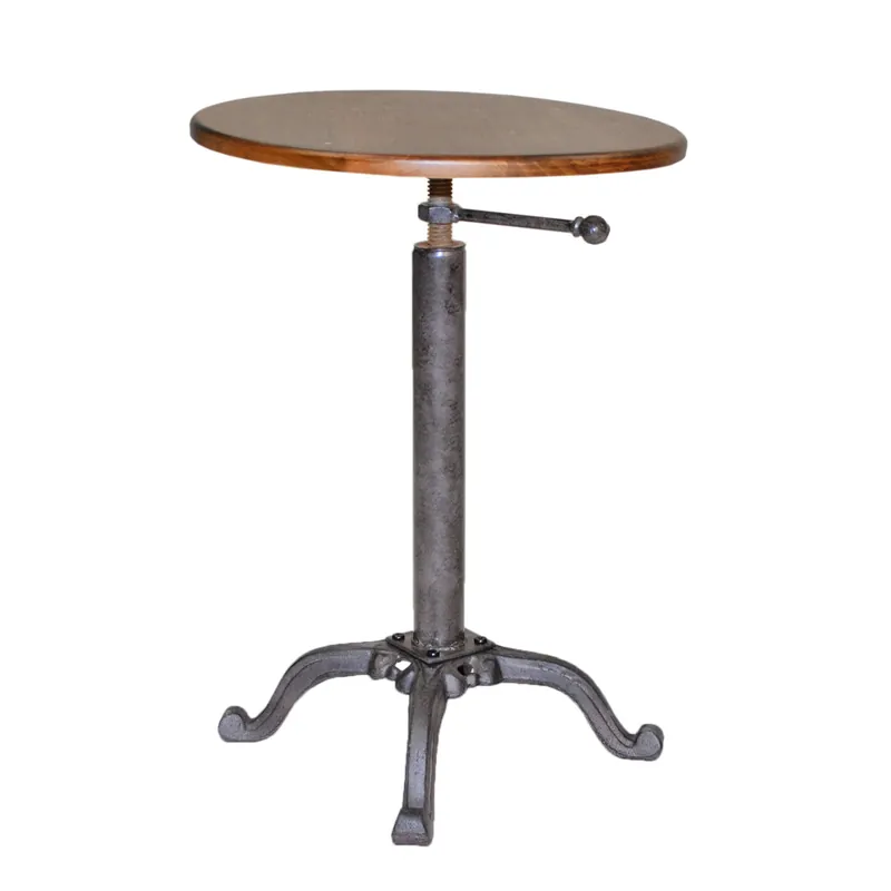 22" Industrial And Chestnut Solid Wood Round End Table By Homeroots Warranty Included