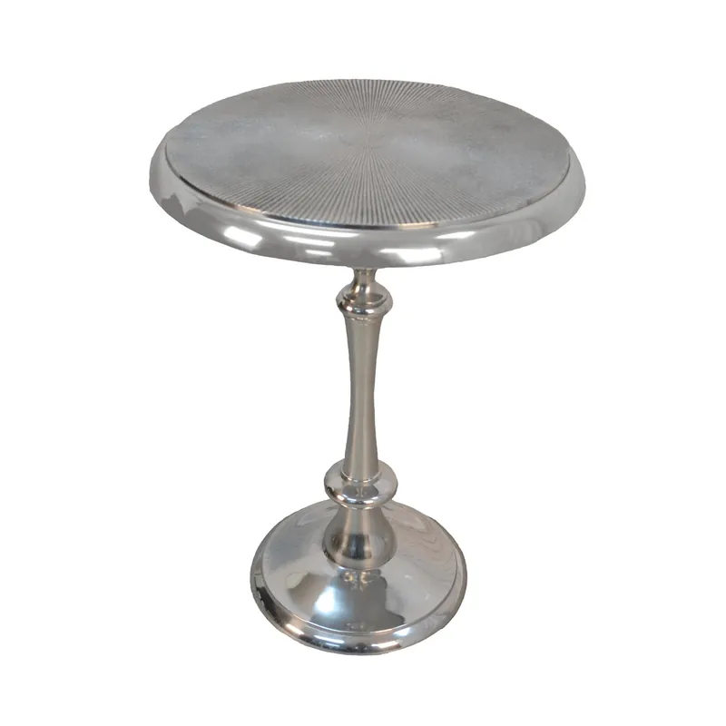 25" Aluminum Metal Textured Round Top End Table By Homeroots Popular