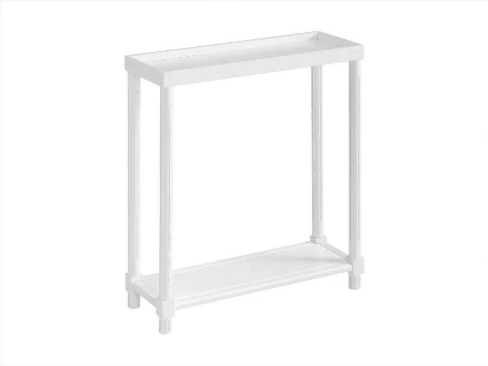 Low Price Set Of Two 24" White Narrow Wood End Tables With Shelf By Homeroots