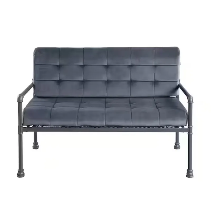 51" Gray Tufted Velvet And Gray Love Seat By Homeroots Flash Sale