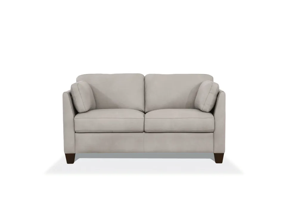 59" Dusty White And Brown Leather Love Seat By Homeroots Get Yours