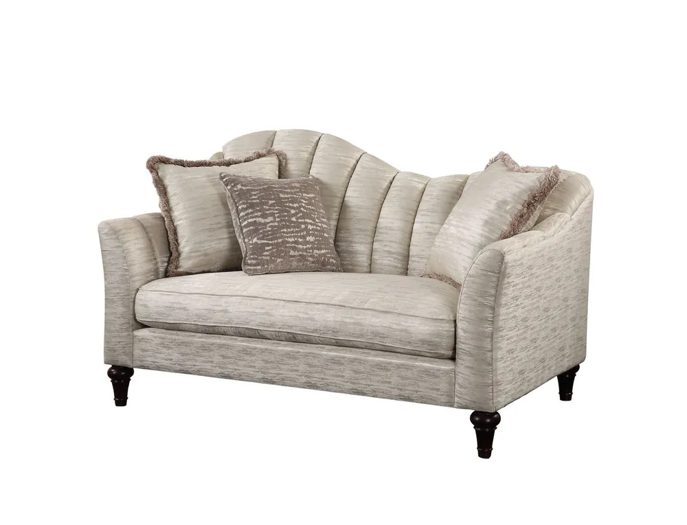66" Black Linen Love Seat And Toss Pillows By Homeroots High Quality