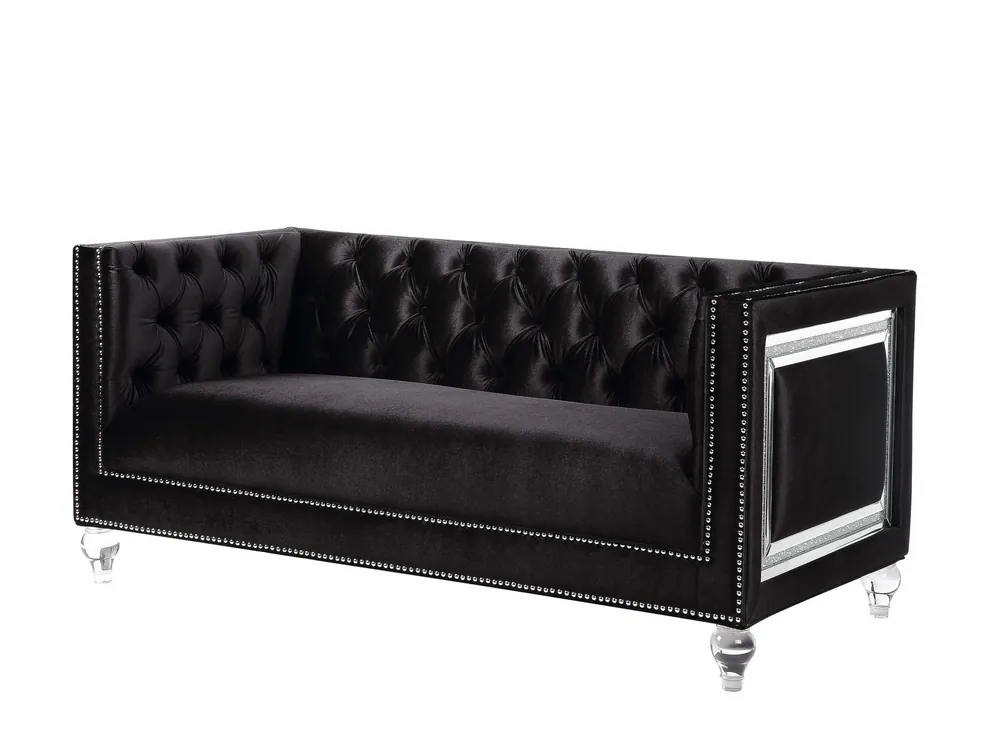67" Black And Silver Velvet Love Seat And Toss Pillows By Homeroots Holiday Sale