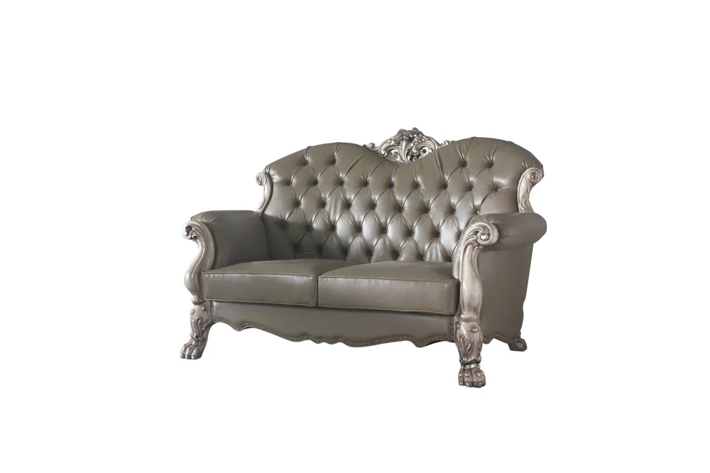 71" Patina And Bone Faux Leather Love Seat And Toss Pillows By Homeroo Free Returns