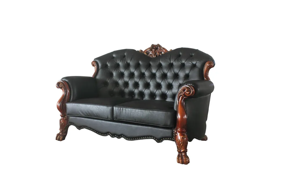 71" Black And Brown Faux Leather Love Seat And Toss Pillows By Homeroo Grab Now