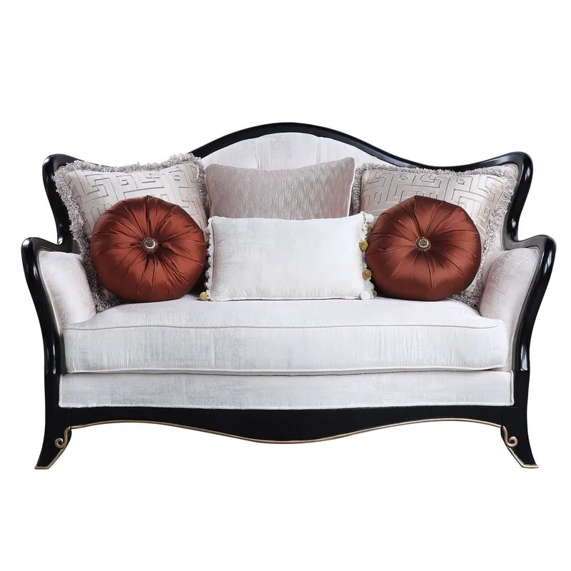 66" Beige And Black Cotton Blend Love Seat And Toss Pillows By Homeroo Price Drop
