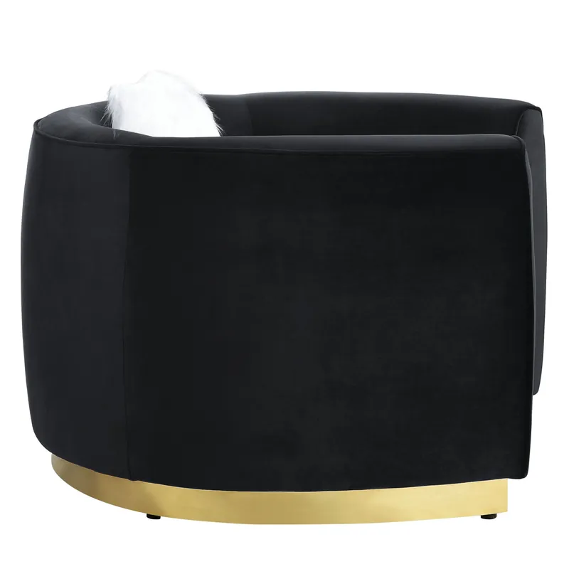 69" Black Velvet Curved Love Seat By Homeroots Genuine