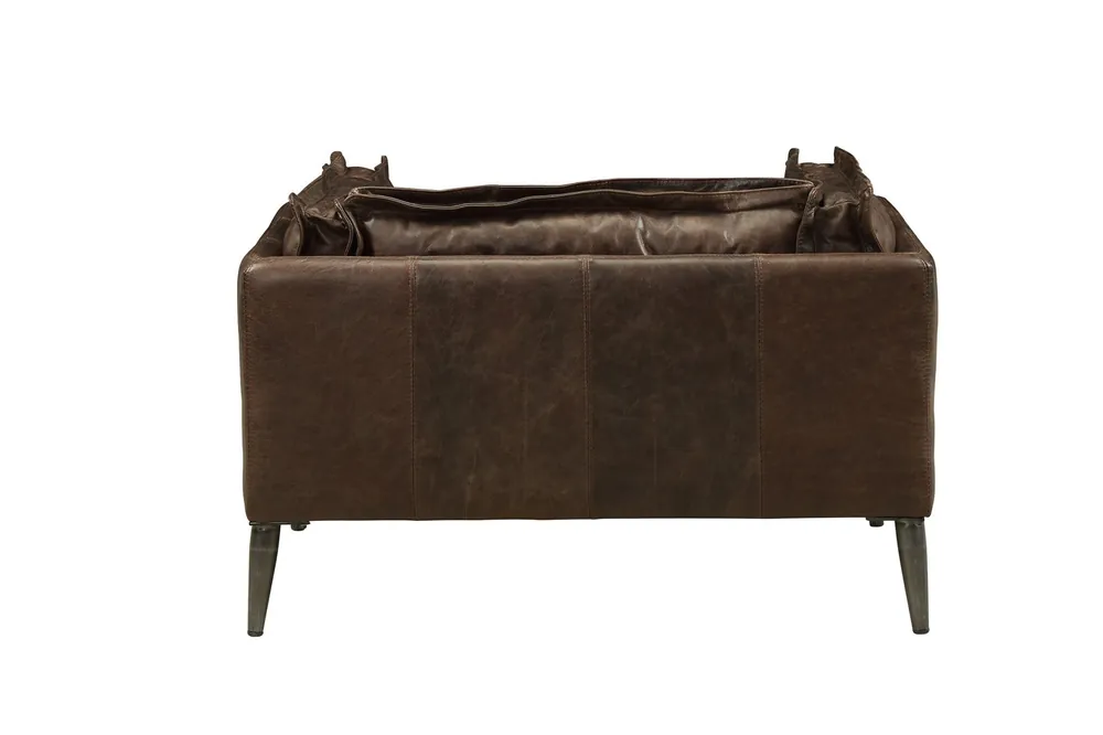 47" Distress Chocolate Top Grain Leather And Black Chair And A Half By Hot Deal