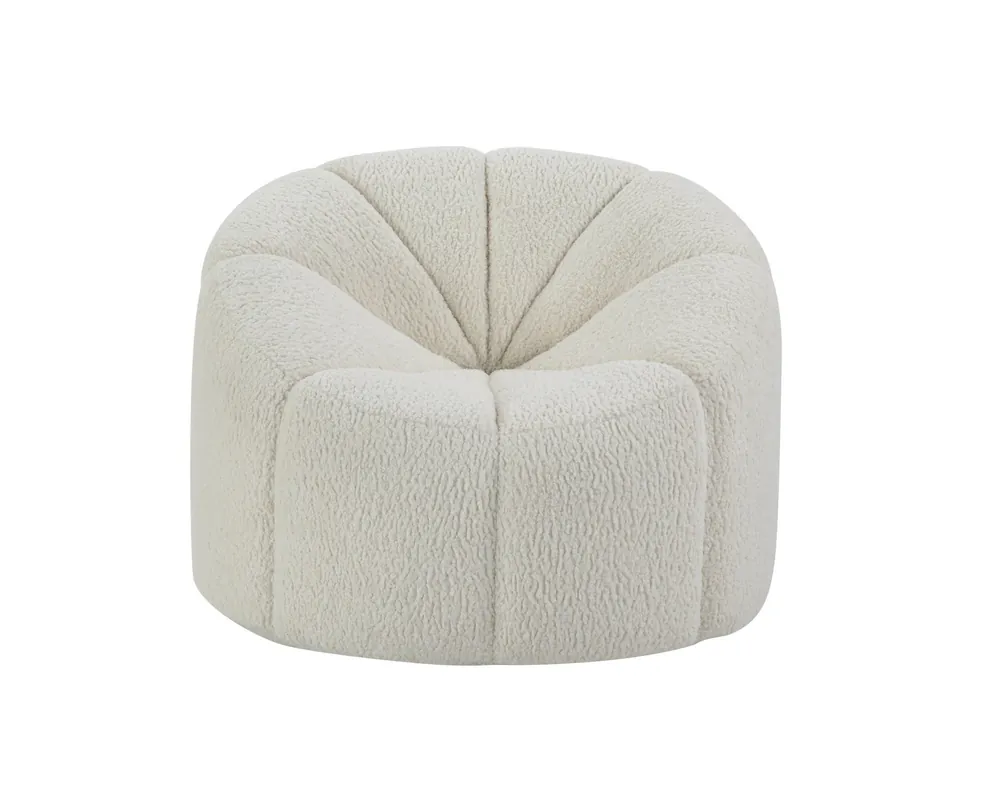 38" White And Black Sherpa Swivel Barrel Chair By Homeroots While Supplies Last