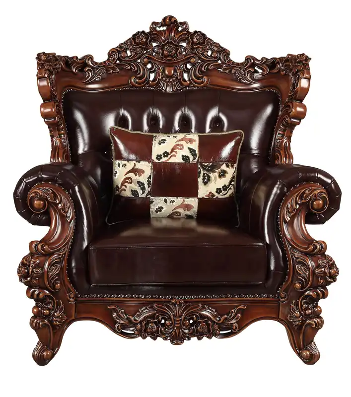 Money Back Guarantee 50" Espresso Faux Leather Tufted Wingback Chair By Homeroots