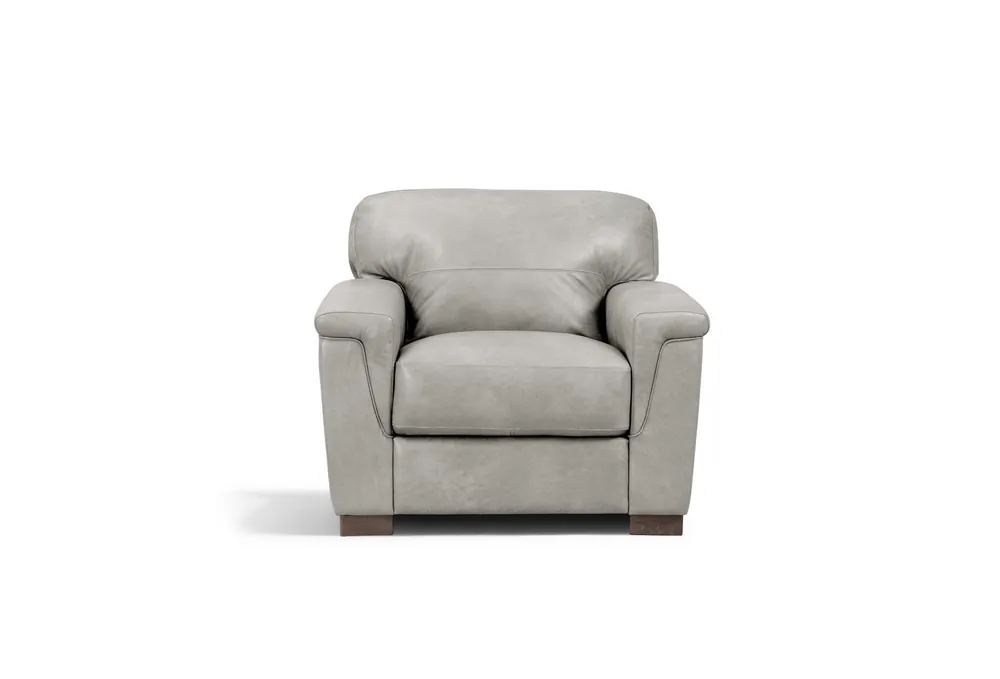 Buy Direct 43" Gray and Brown Genuine Leather Arm Chair By Homeroots