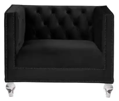 Professional Grade 40" Black Velvet Tufted Arm Chair By Homeroots